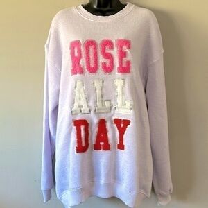 Pacific & Co. ROSE ALL DAY oversized sweatshirt Large in Purple ice